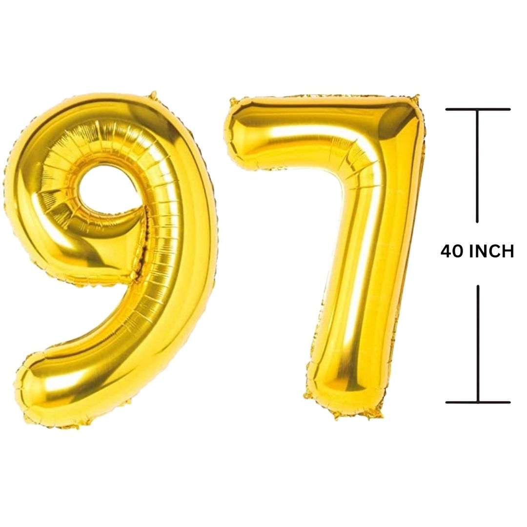 40 Inches GOLD Number Balloon Air or Helium Compactable Balloon for Party Decoration, Birthday, Anniversary