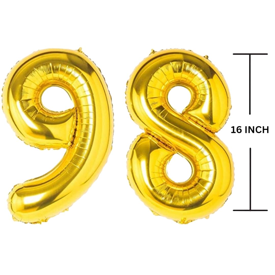 16 Inches GOLD Number Balloon Air or Helium Compactable Balloon for Party Decoration, Birthday, Anniversary