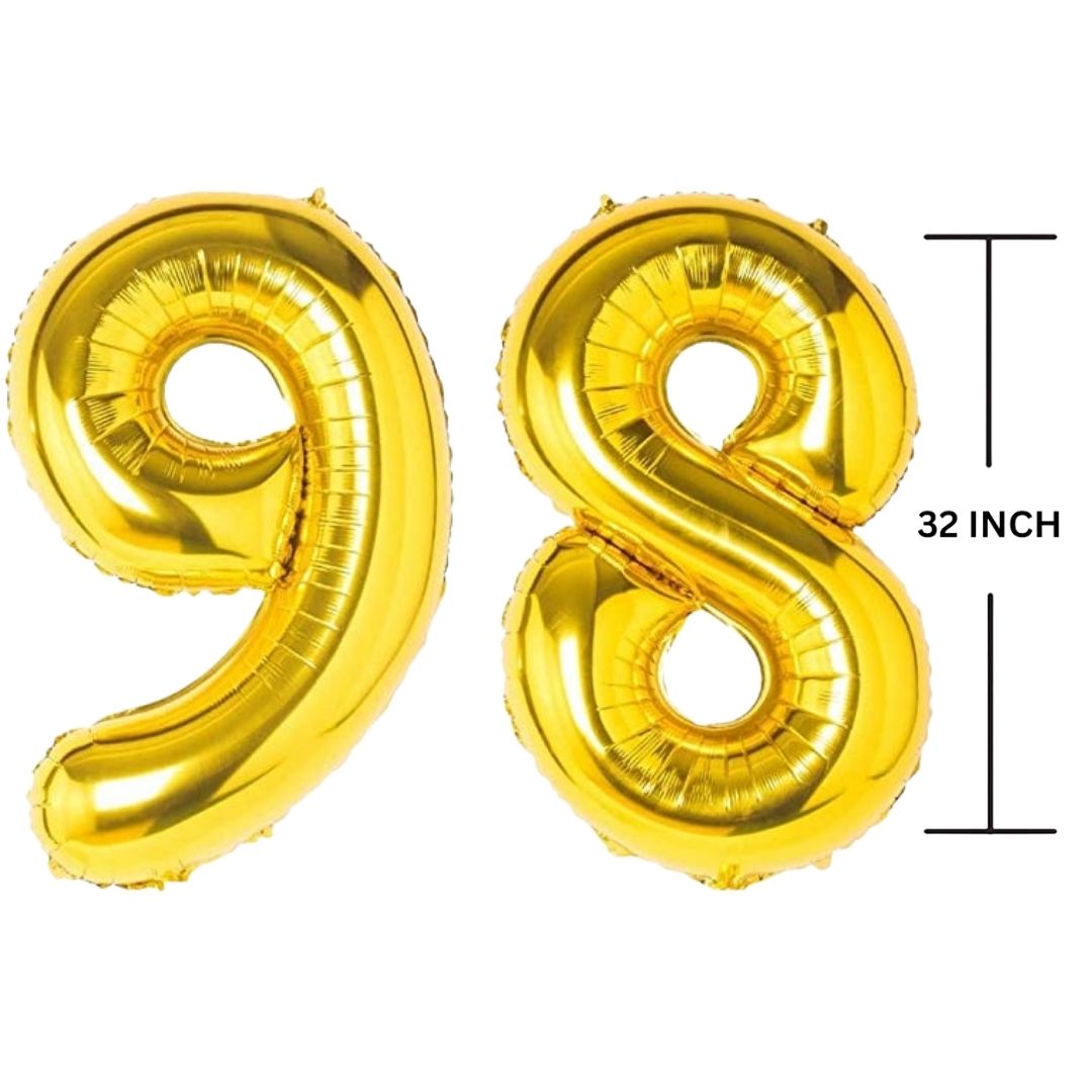 32 Inches GOLD Number Balloon Air or Helium Compactable Balloon for Party Decoration, Birthday, Anniversary