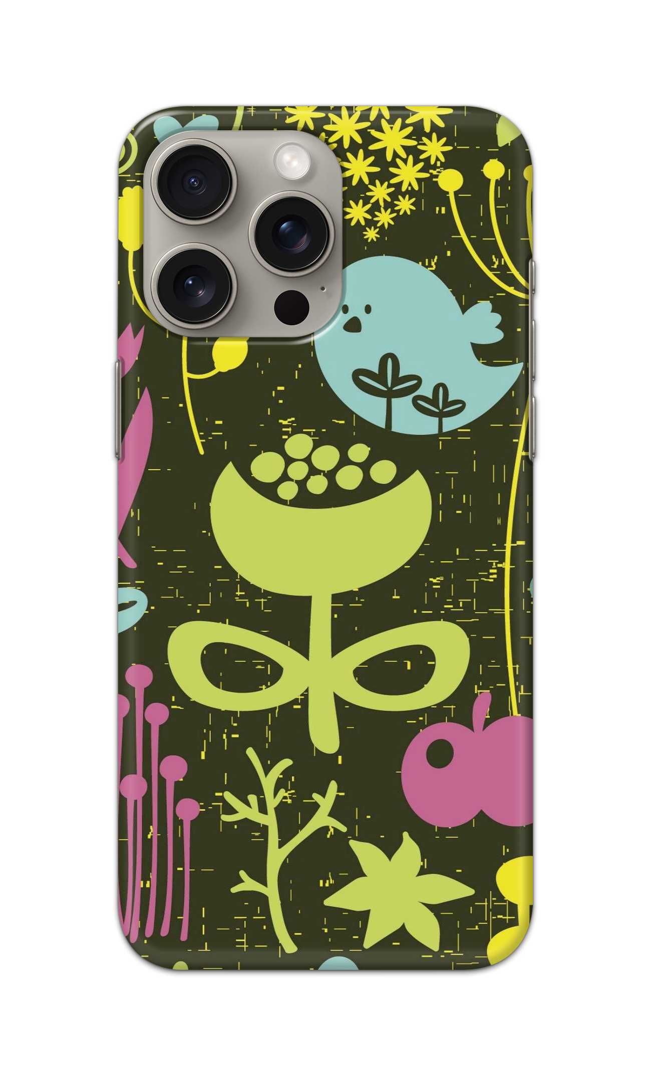 YELLOW COLOUR WITH BIRD PATTERN  - Hard Case - SB445