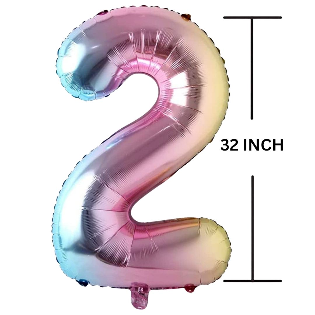 32 Inches MULTI-COLOR Number Balloon Air or Helium Compactable Balloon for Party Decoration, Birthday, Anniversary