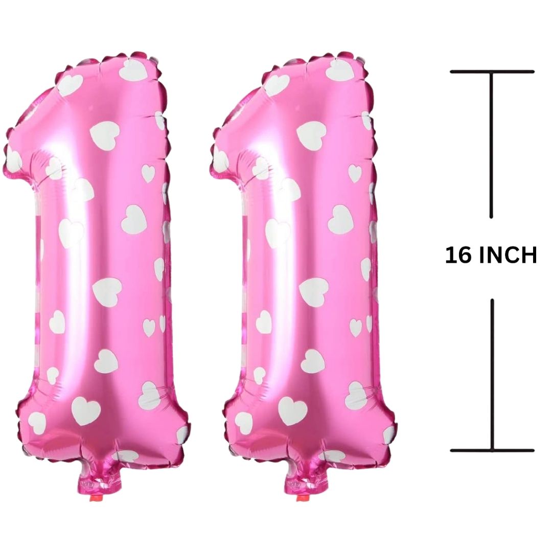 16 Inches PINK HERATS THEME Number Balloon Air or Helium Compactable Balloon for Party Decoration, Birthday, Anniversary