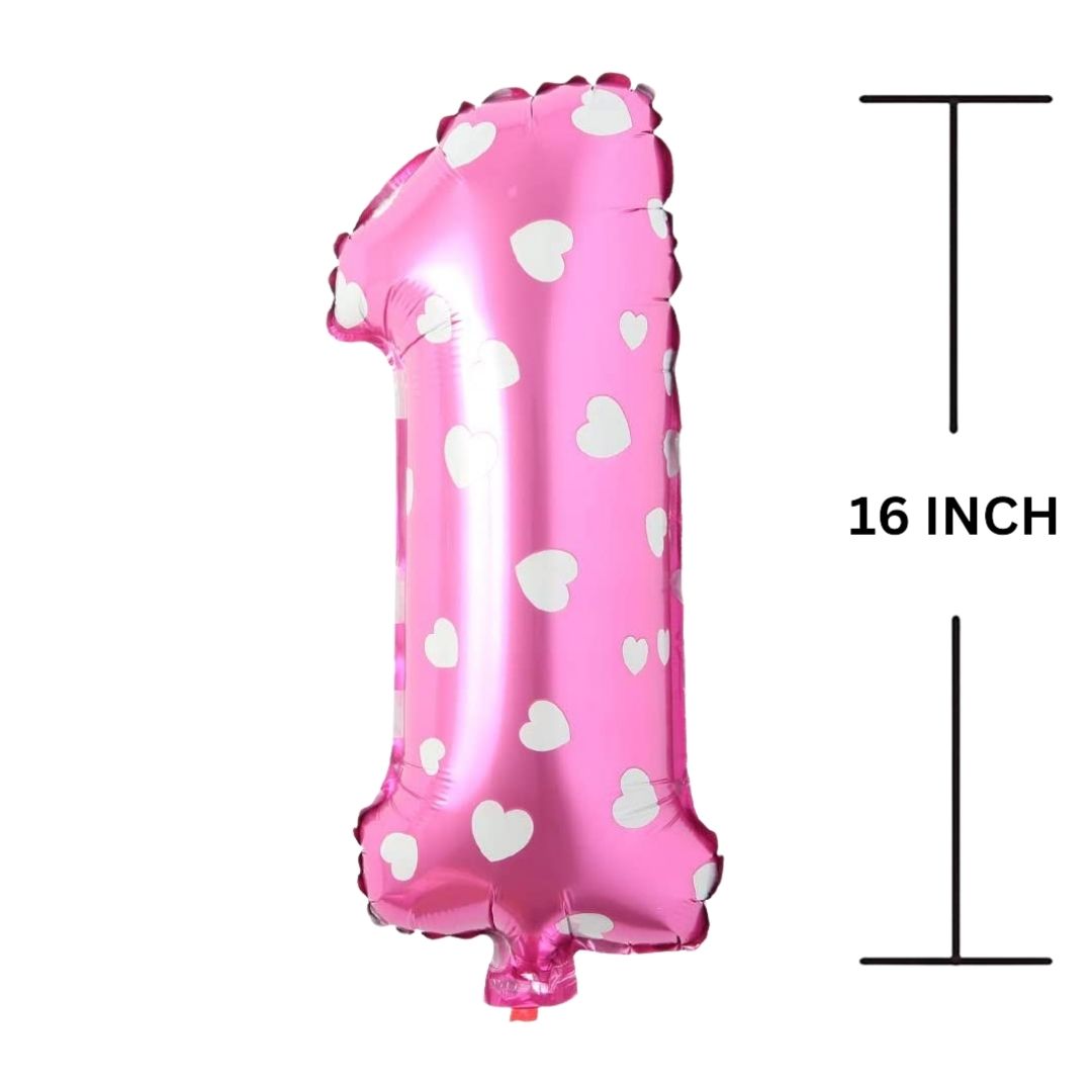 16 Inches PINK HERATS THEME Number Balloon Air or Helium Compactable Balloon for Party Decoration, Birthday, Anniversary