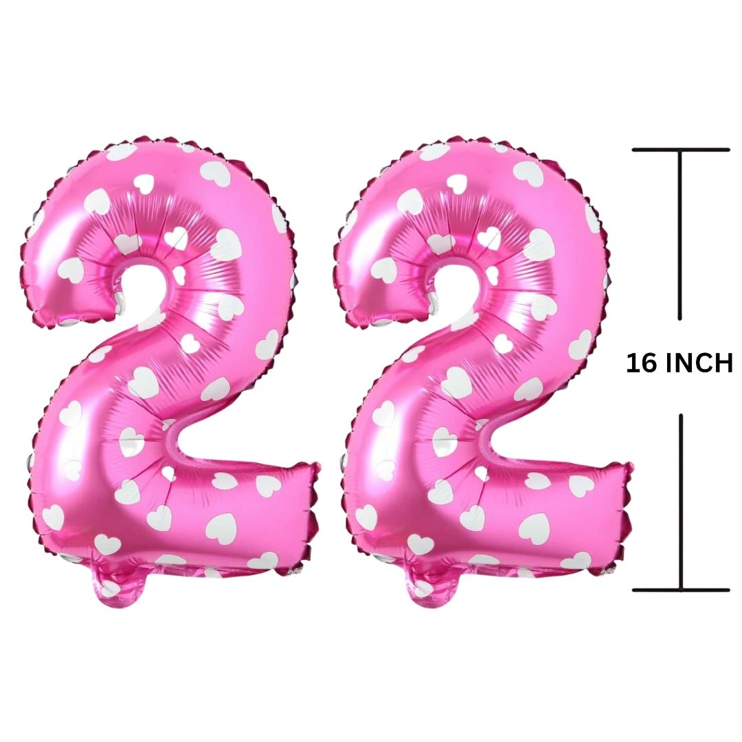 16 Inches PINK HERATS THEME Number Balloon Air or Helium Compactable Balloon for Party Decoration, Birthday, Anniversary