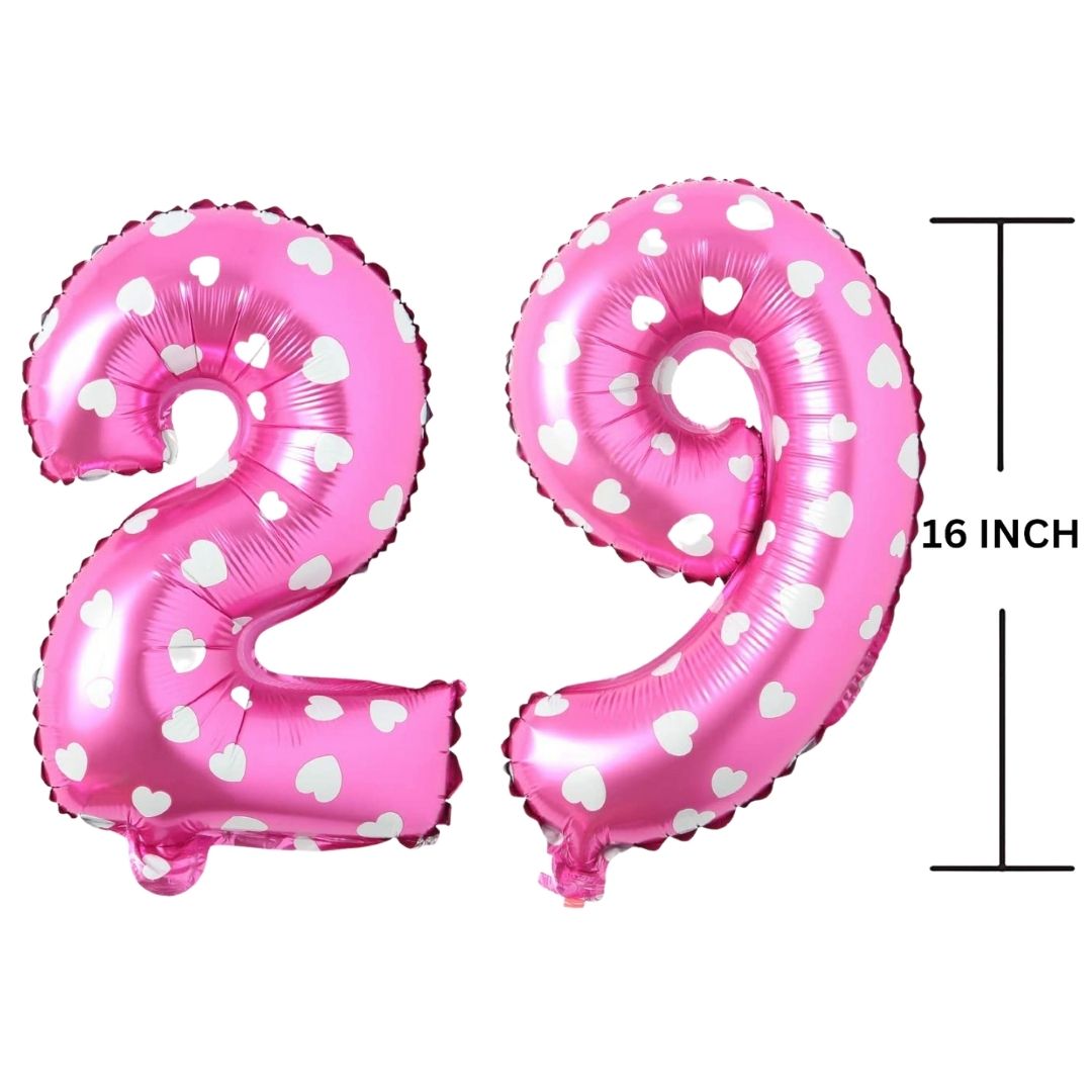 16 Inches PINK HERATS THEME Number Balloon Air or Helium Compactable Balloon for Party Decoration, Birthday, Anniversary