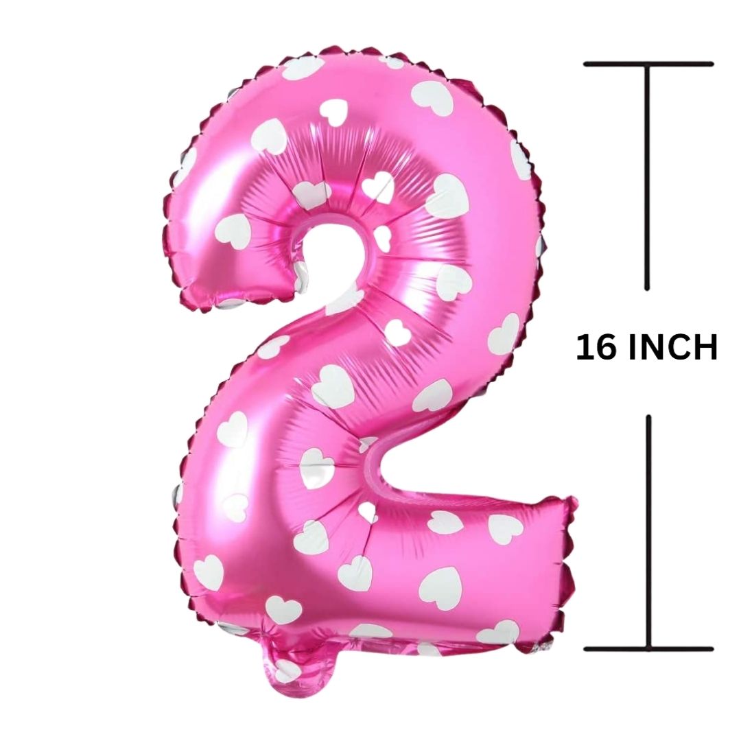 16 Inches PINK HERATS THEME Number Balloon Air or Helium Compactable Balloon for Party Decoration, Birthday, Anniversary