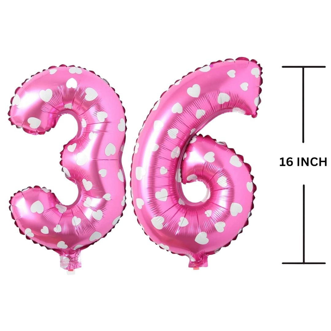 16 Inches PINK HERATS THEME Number Balloon Air or Helium Compactable Balloon for Party Decoration, Birthday, Anniversary