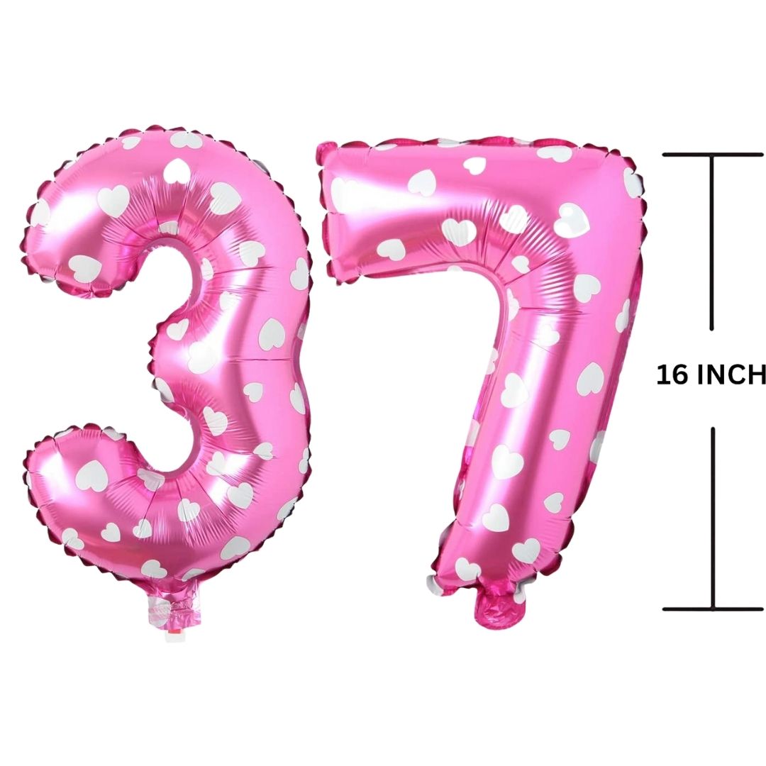 16 Inches PINK HERATS THEME Number Balloon Air or Helium Compactable Balloon for Party Decoration, Birthday, Anniversary