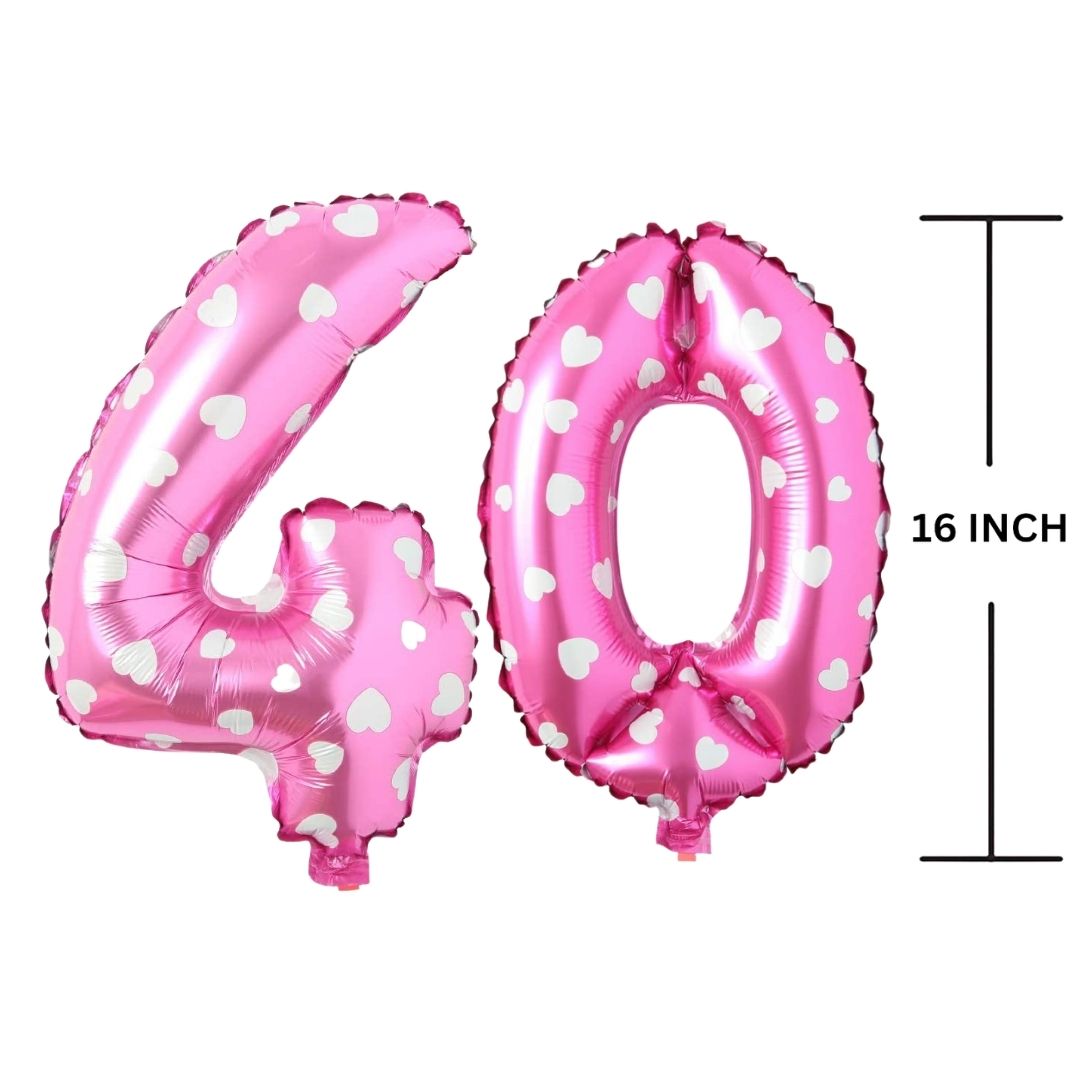 16 Inches PINK HERATS THEME Number Balloon Air or Helium Compactable Balloon for Party Decoration, Birthday, Anniversary