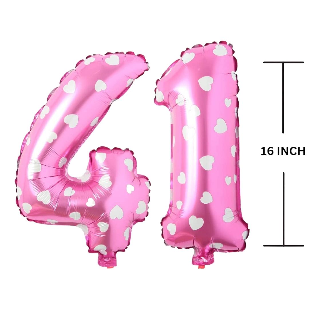 16 Inches PINK HERATS THEME Number Balloon Air or Helium Compactable Balloon for Party Decoration, Birthday, Anniversary