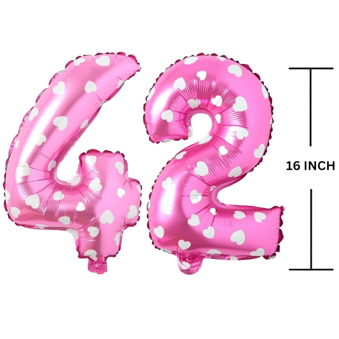 16 Inches PINK HERATS THEME Number Balloon Air or Helium Compactable Balloon for Party Decoration, Birthday, Anniversary