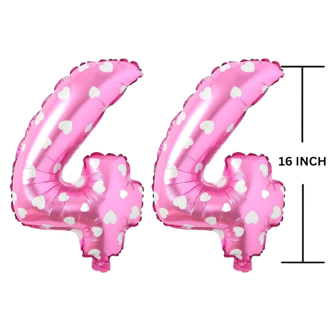 16 Inches PINK HERATS THEME Number Balloon Air or Helium Compactable Balloon for Party Decoration, Birthday, Anniversary