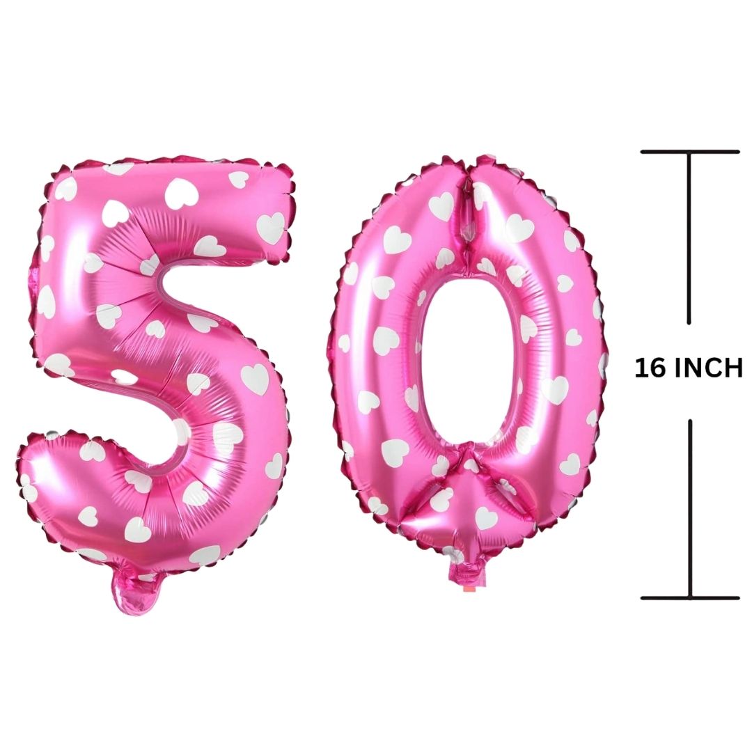 16 Inches PINK HERATS THEME Number Balloon Air or Helium Compactable Balloon for Party Decoration, Birthday, Anniversary