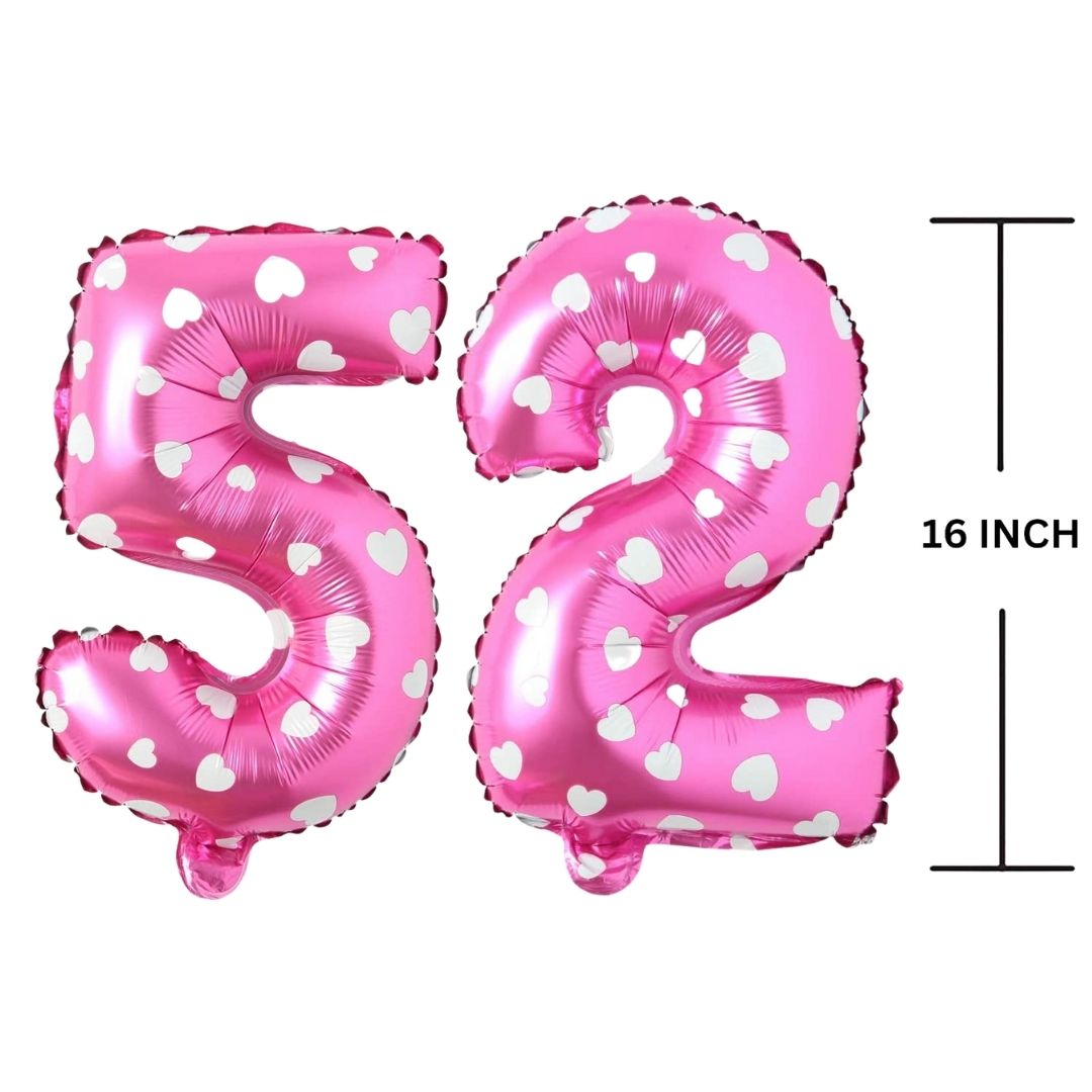 16 Inches PINK HERATS THEME Number Balloon Air or Helium Compactable Balloon for Party Decoration, Birthday, Anniversary