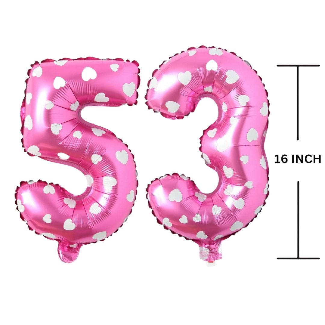 16 Inches PINK HERATS THEME Number Balloon Air or Helium Compactable Balloon for Party Decoration, Birthday, Anniversary