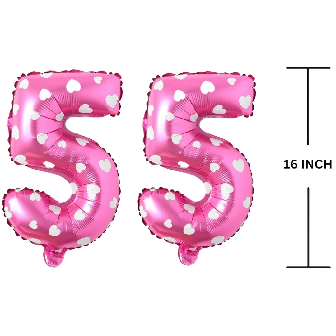 16 Inches PINK HERATS THEME Number Balloon Air or Helium Compactable Balloon for Party Decoration, Birthday, Anniversary