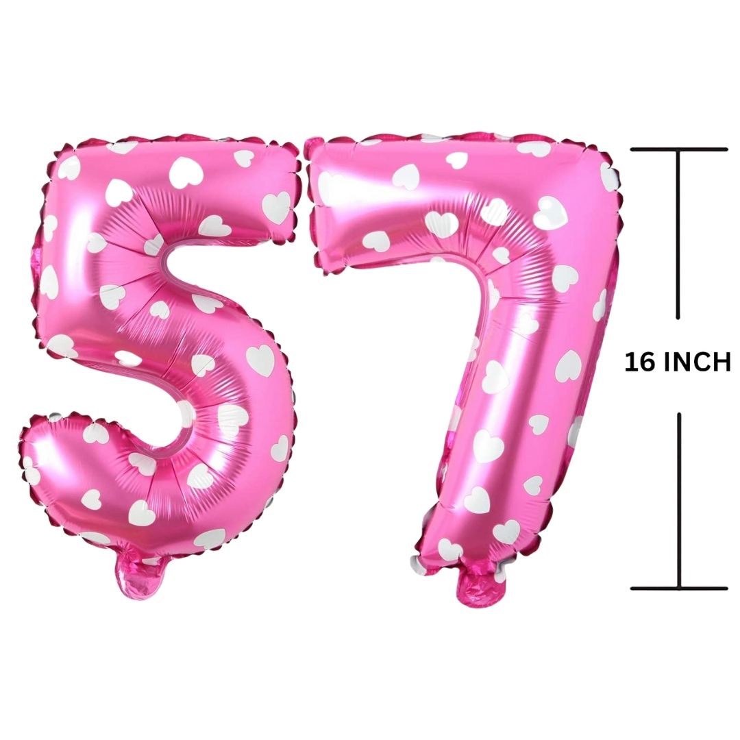 16 Inches PINK HERATS THEME Number Balloon Air or Helium Compactable Balloon for Party Decoration, Birthday, Anniversary