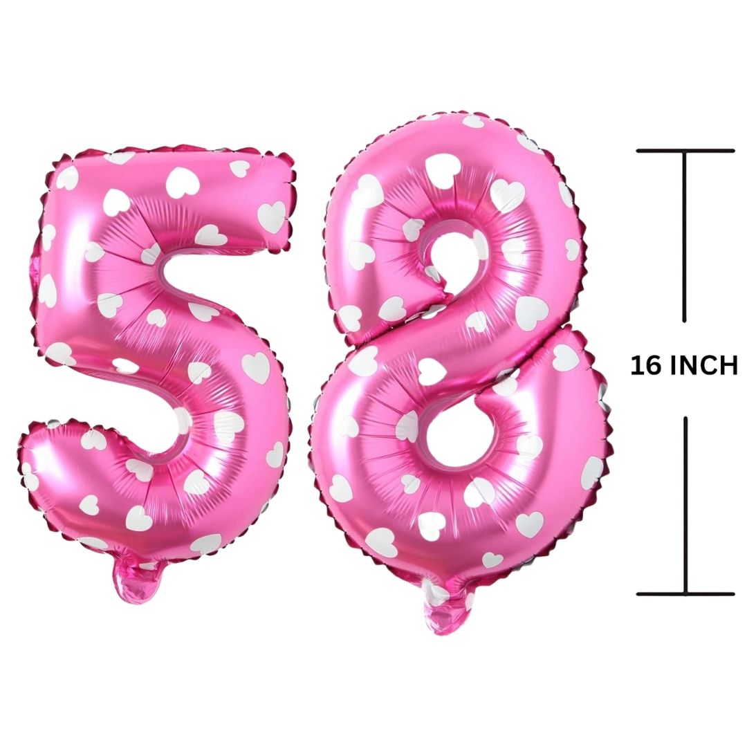 16 Inches PINK HERATS THEME Number Balloon Air or Helium Compactable Balloon for Party Decoration, Birthday, Anniversary