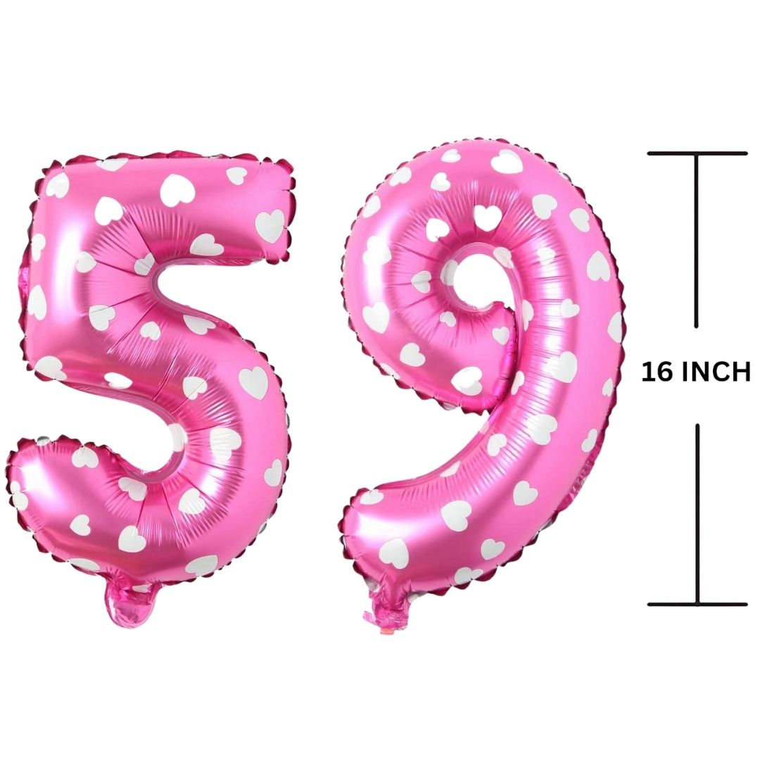 16 Inches PINK HERATS THEME Number Balloon Air or Helium Compactable Balloon for Party Decoration, Birthday, Anniversary