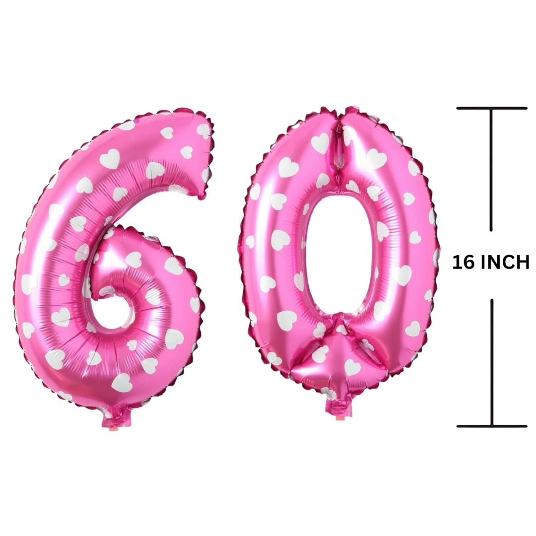 16 Inches PINK HERATS THEME Number Balloon Air or Helium Compactable Balloon for Party Decoration, Birthday, Anniversary