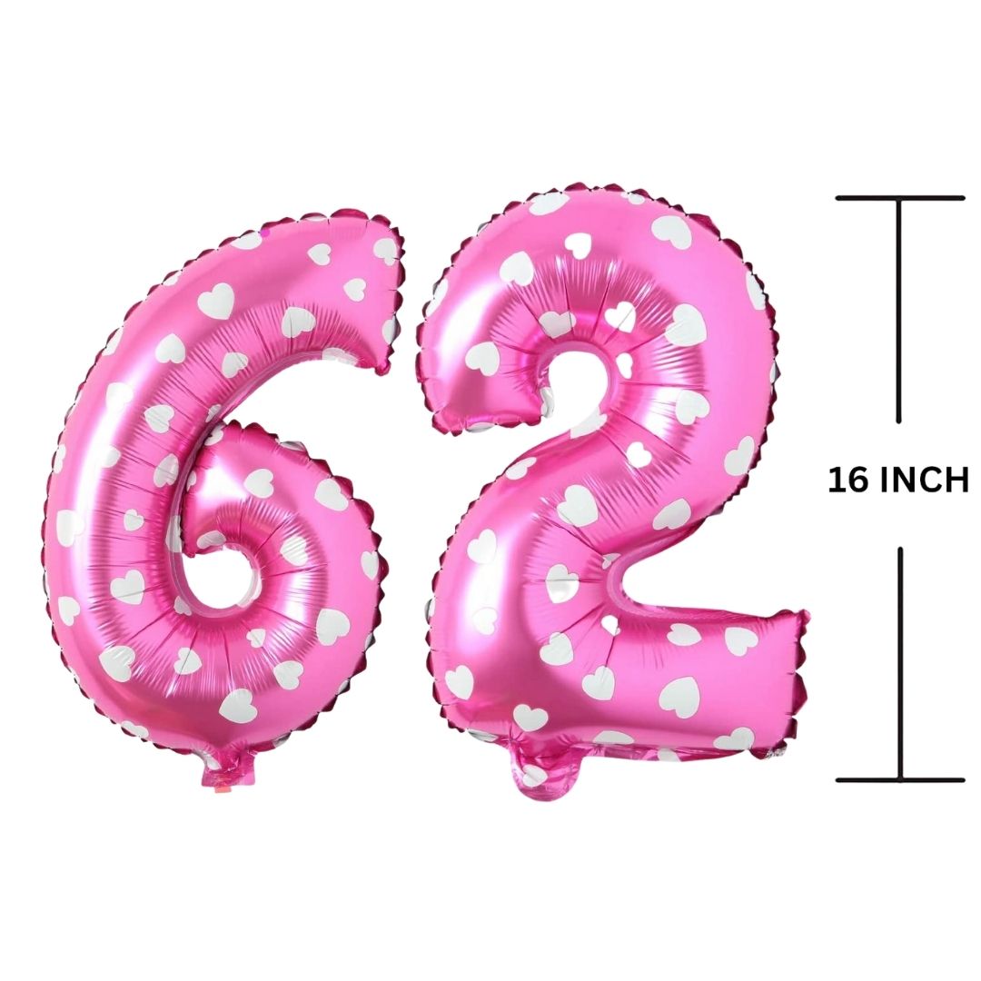 16 Inches PINK HERATS THEME Number Balloon Air or Helium Compactable Balloon for Party Decoration, Birthday, Anniversary