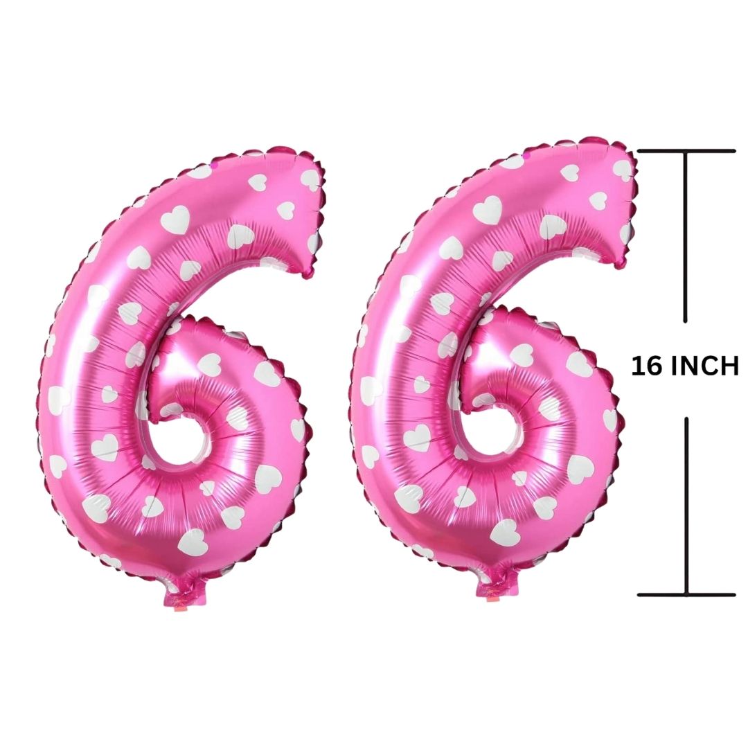 16 Inches PINK HERATS THEME Number Balloon Air or Helium Compactable Balloon for Party Decoration, Birthday, Anniversary