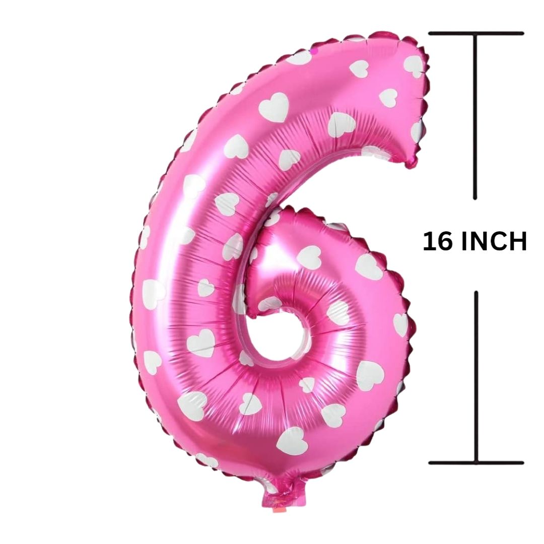 16 Inches PINK HERATS THEME Number Balloon Air or Helium Compactable Balloon for Party Decoration, Birthday, Anniversary