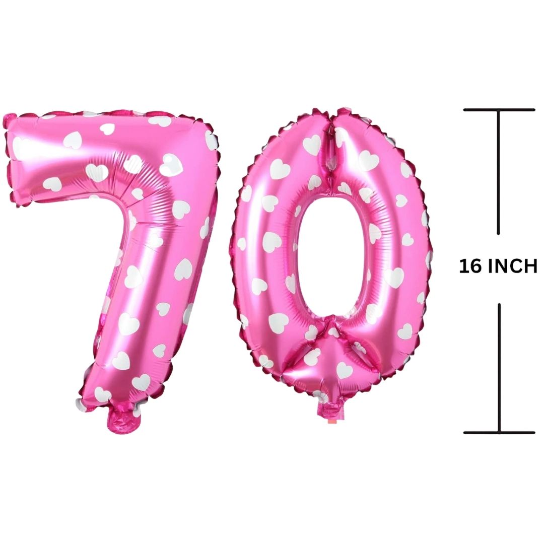 16 Inches PINK HERATS THEME Number Balloon Air or Helium Compactable Balloon for Party Decoration, Birthday, Anniversary