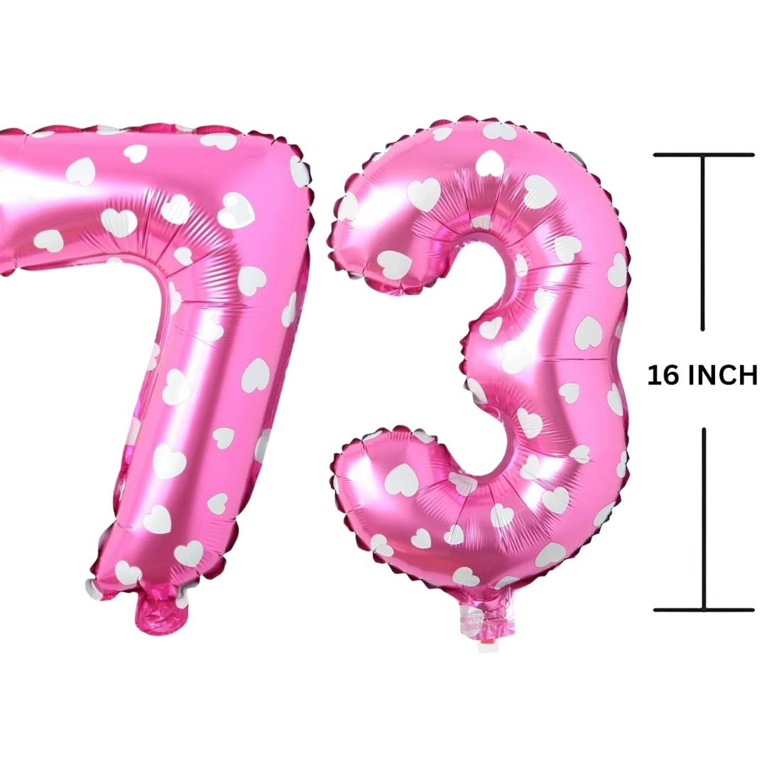 16 Inches PINK HERATS THEME Number Balloon Air or Helium Compactable Balloon for Party Decoration, Birthday, Anniversary