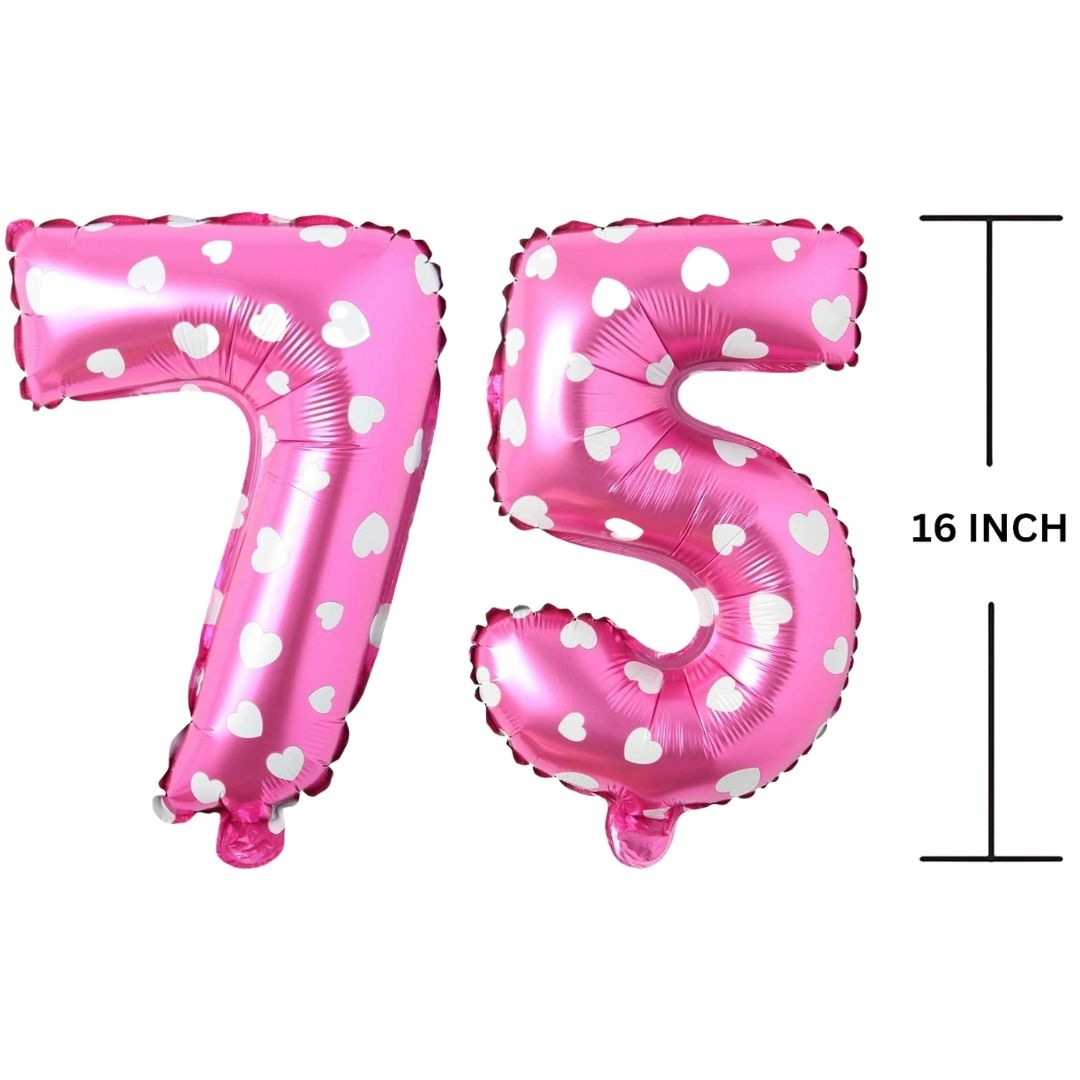 16 Inches PINK HERATS THEME Number Balloon Air or Helium Compactable Balloon for Party Decoration, Birthday, Anniversary