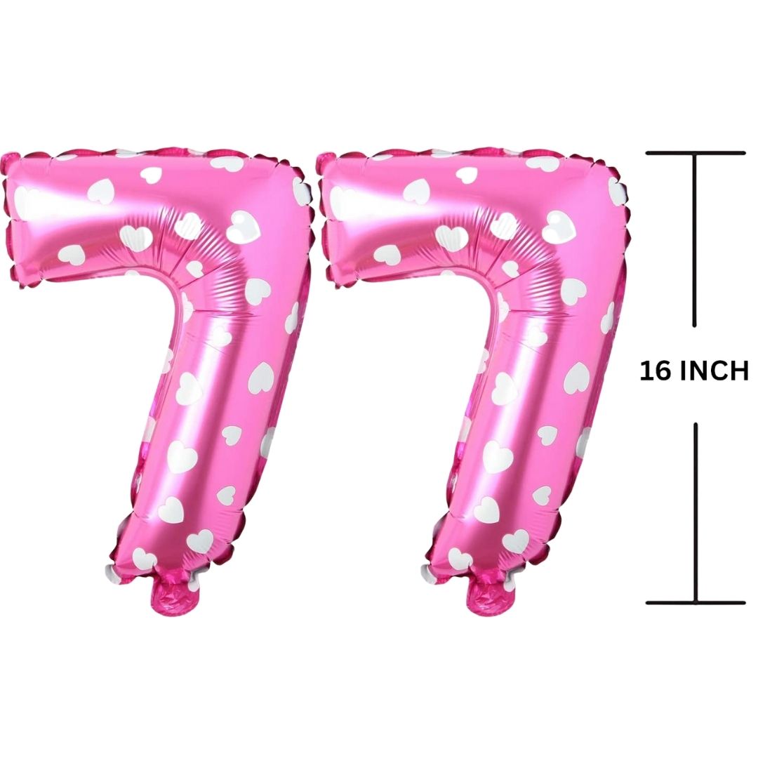 16 Inches PINK HERATS THEME Number Balloon Air or Helium Compactable Balloon for Party Decoration, Birthday, Anniversary