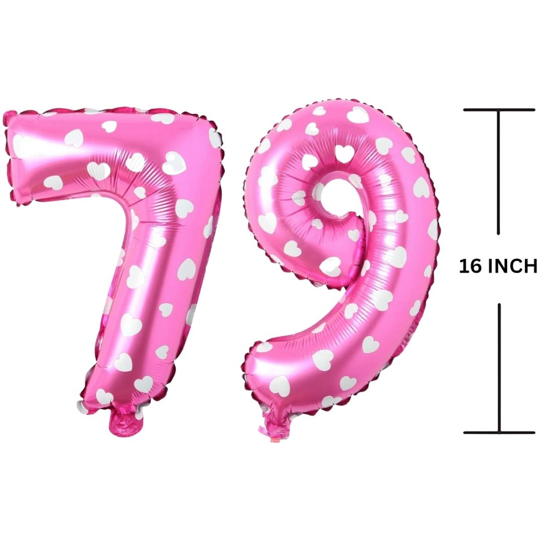 16 Inches PINK HERATS THEME Number Balloon Air or Helium Compactable Balloon for Party Decoration, Birthday, Anniversary