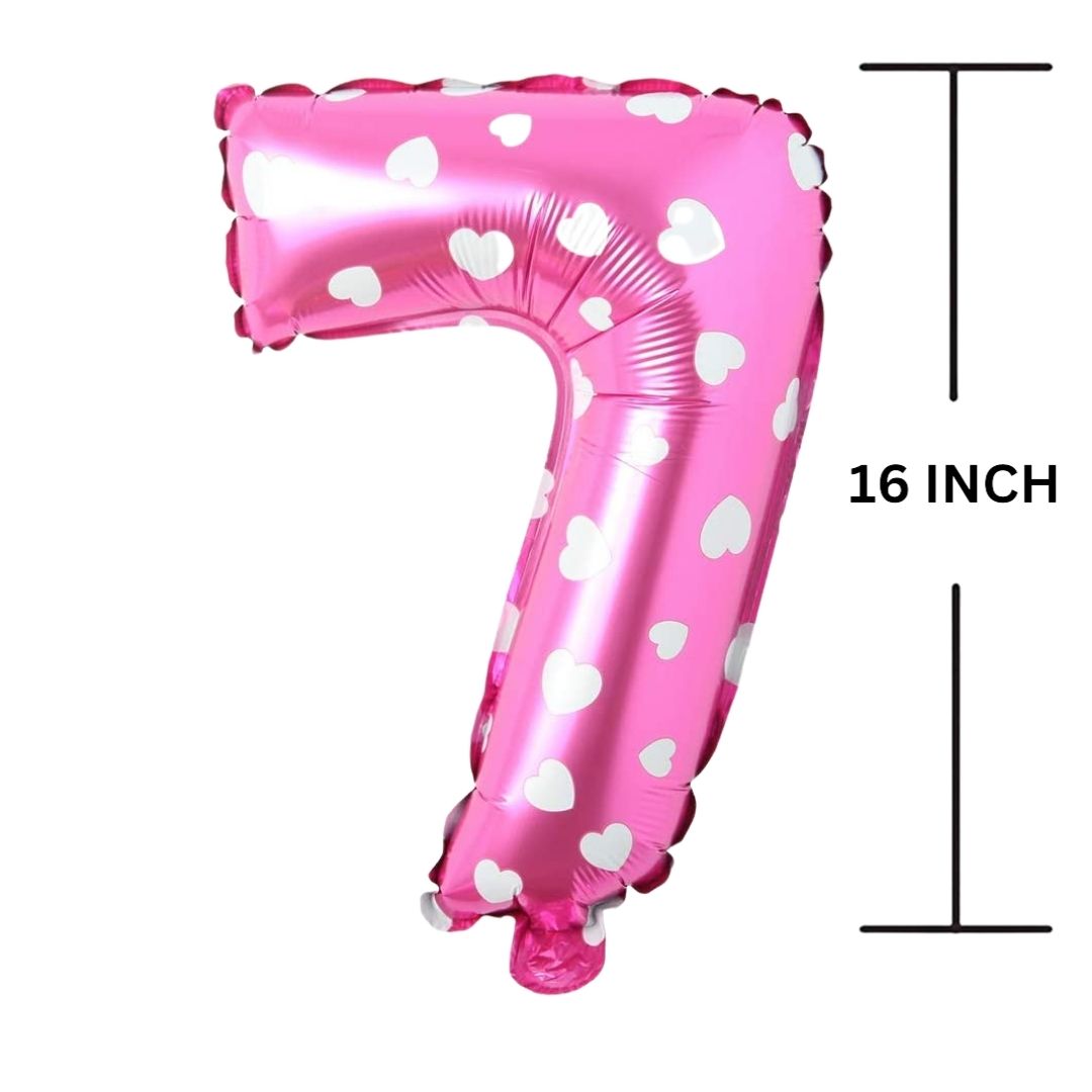 16 Inches PINK HERATS THEME Number Balloon Air or Helium Compactable Balloon for Party Decoration, Birthday, Anniversary