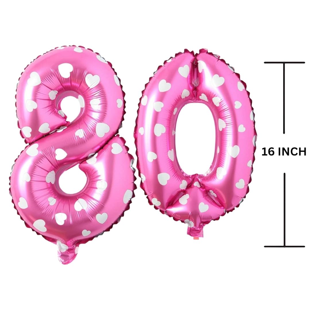 16 Inches PINK HERATS THEME Number Balloon Air or Helium Compactable Balloon for Party Decoration, Birthday, Anniversary