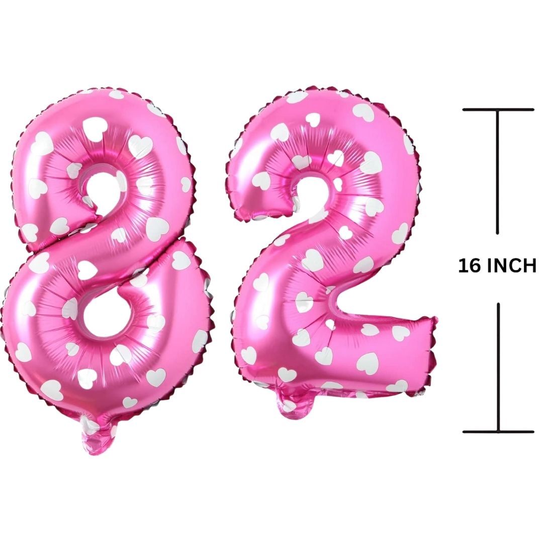 16 Inches PINK HERATS THEME Number Balloon Air or Helium Compactable Balloon for Party Decoration, Birthday, Anniversary