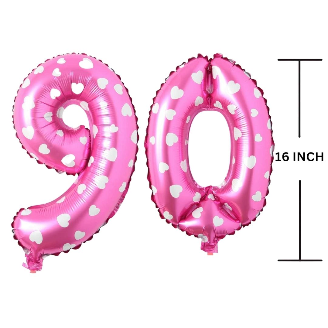 16 Inches PINK HERATS THEME Number Balloon Air or Helium Compactable Balloon for Party Decoration, Birthday, Anniversary