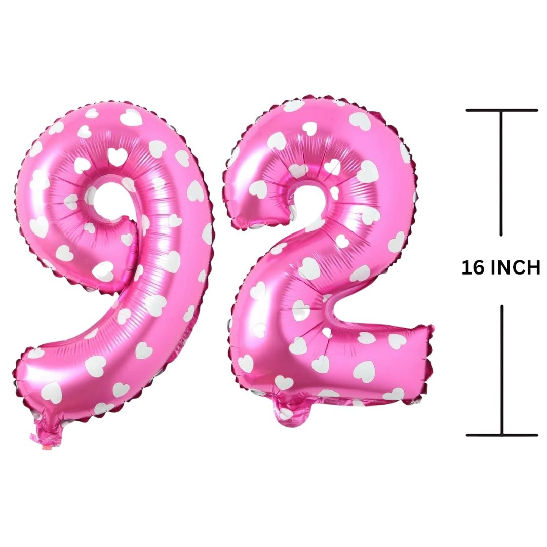 16 Inches PINK HERATS THEME Number Balloon Air or Helium Compactable Balloon for Party Decoration, Birthday, Anniversary