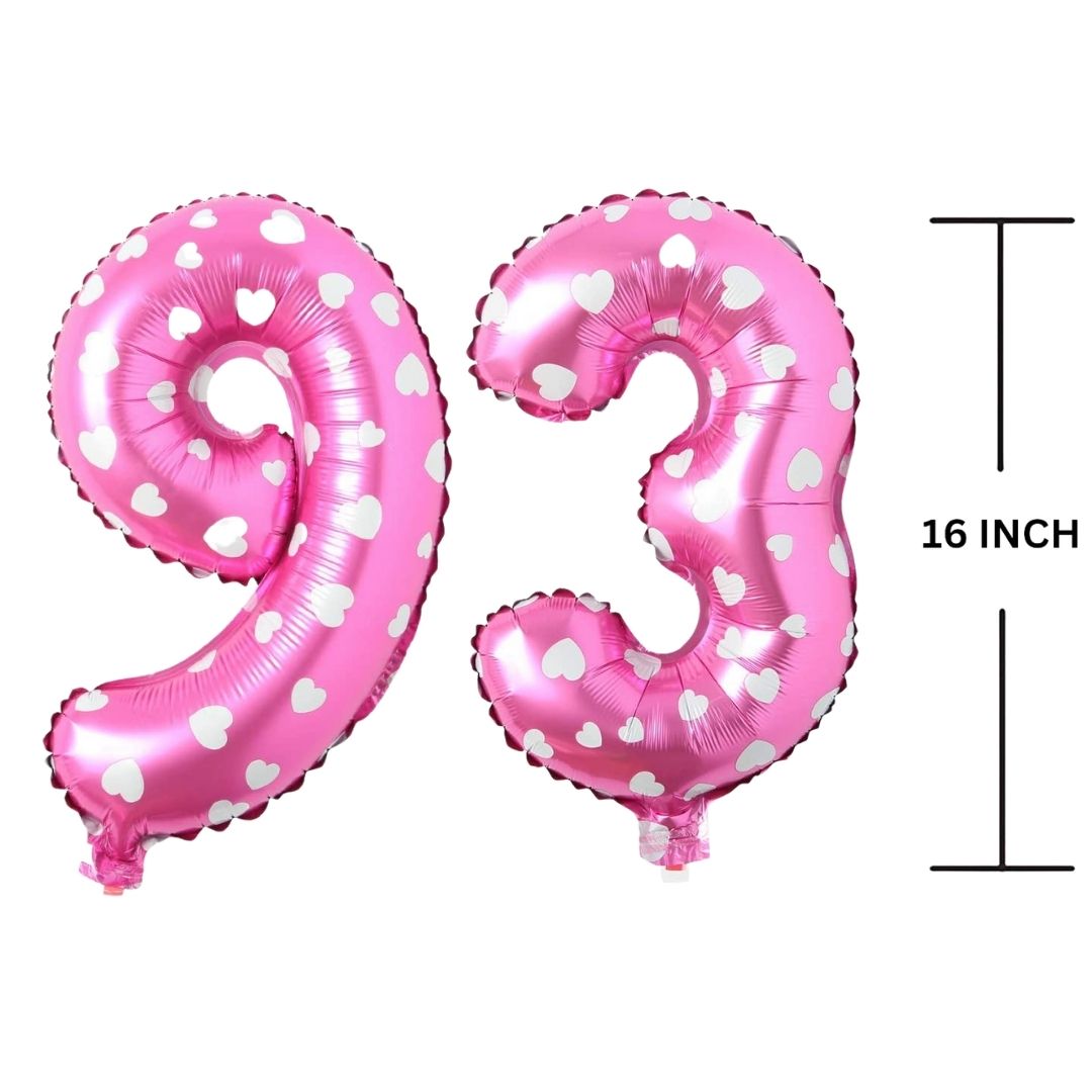 16 Inches PINK HERATS THEME Number Balloon Air or Helium Compactable Balloon for Party Decoration, Birthday, Anniversary