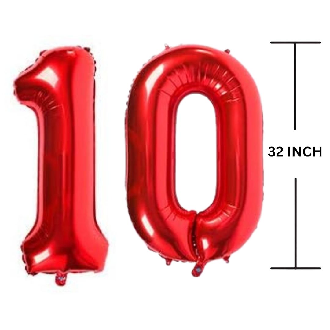 32 Inches RED Number Balloon Air or Helium Compactable Balloon for Party Decoration, Birthday, Anniversary