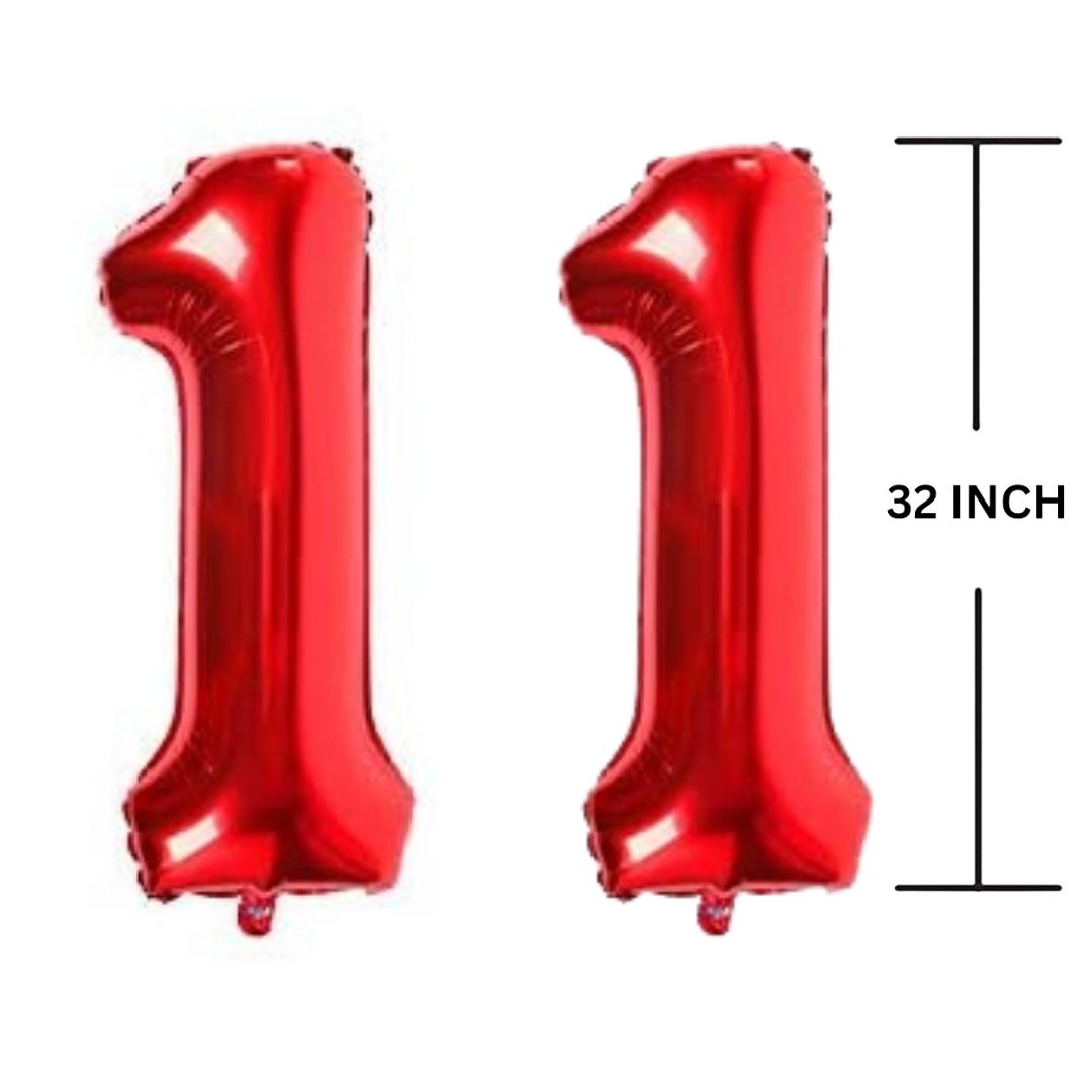 32 Inches RED Number Balloon Air or Helium Compactable Balloon for Party Decoration, Birthday, Anniversary