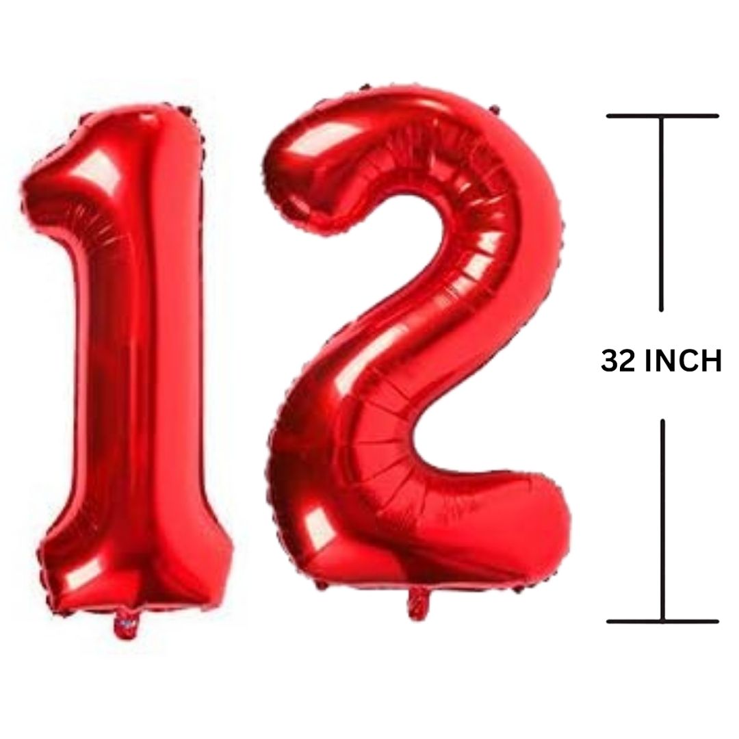 32 Inches RED Number Balloon Air or Helium Compactable Balloon for Party Decoration, Birthday, Anniversary