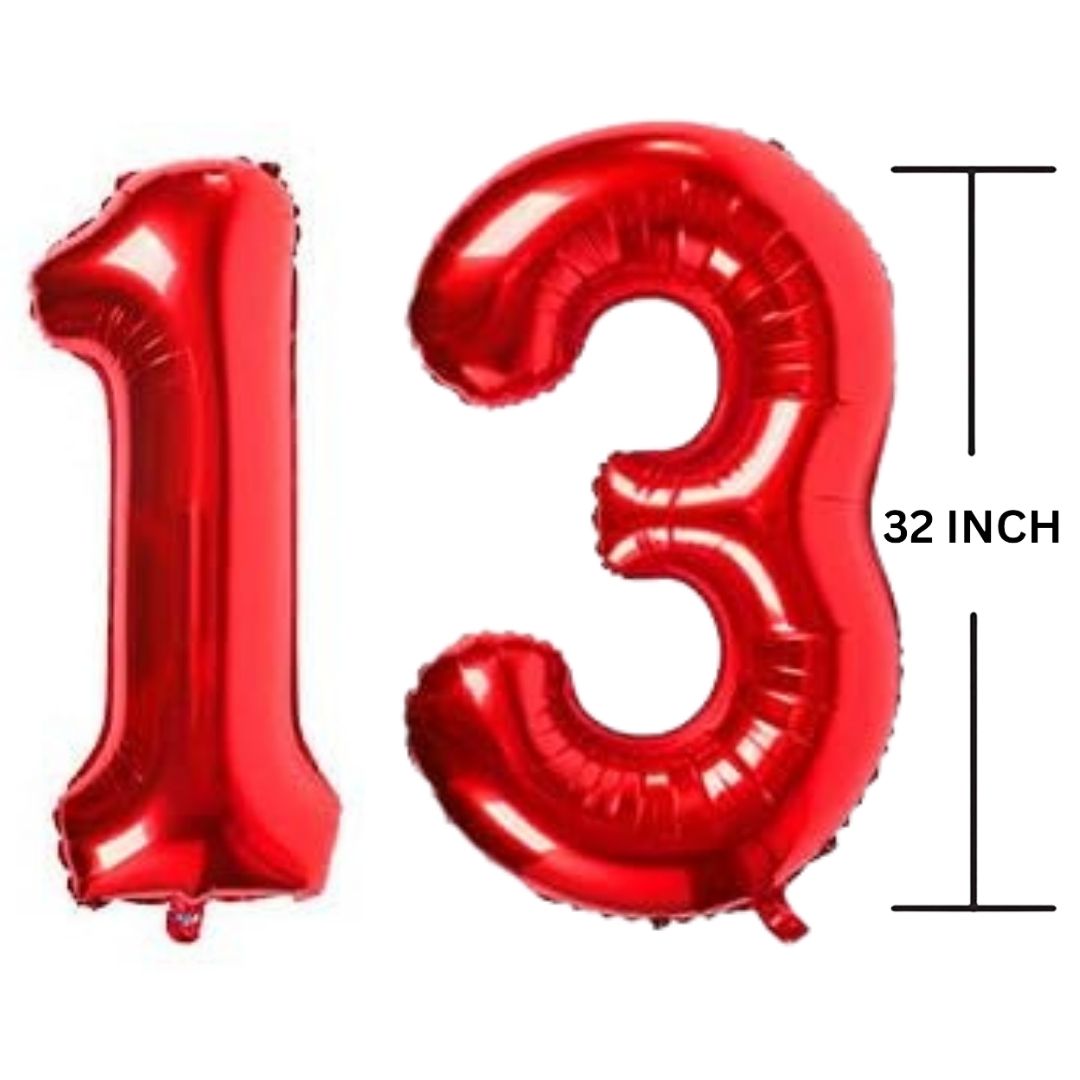 32 Inches RED Number Balloon Air or Helium Compactable Balloon for Party Decoration, Birthday, Anniversary