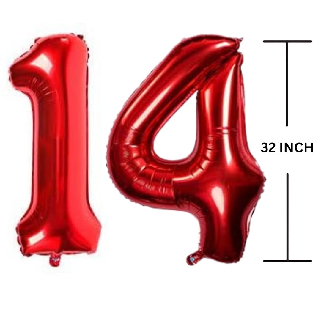 32 Inches RED Number Balloon Air or Helium Compactable Balloon for Party Decoration, Birthday, Anniversary