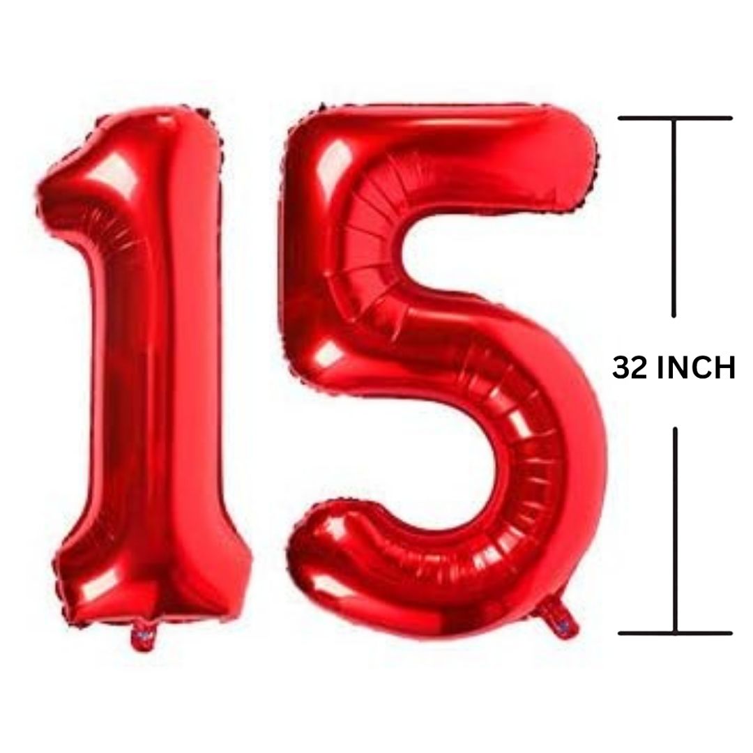 32 Inches RED Number Balloon Air or Helium Compactable Balloon for Party Decoration, Birthday, Anniversary