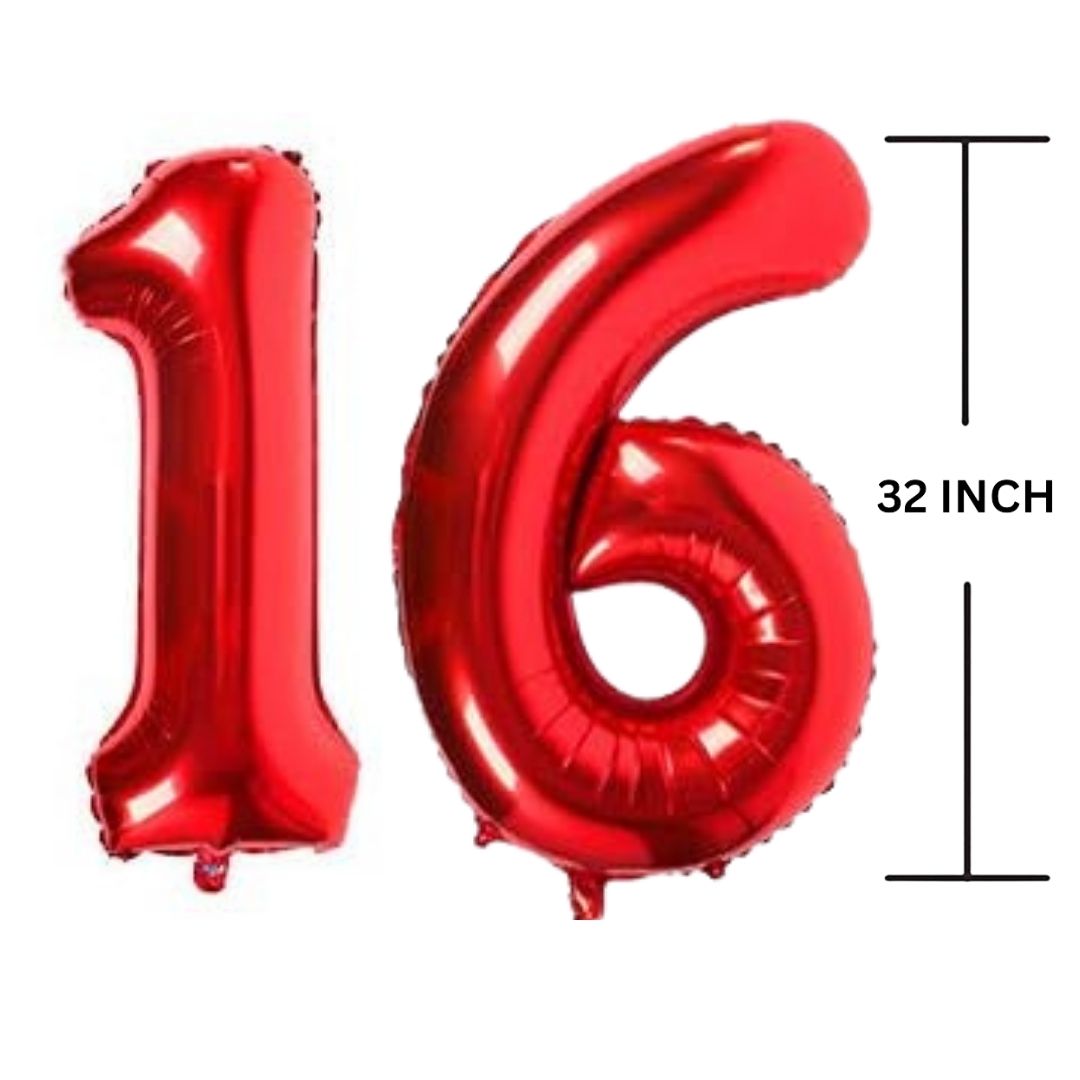 32 Inches RED Number Balloon Air or Helium Compactable Balloon for Party Decoration, Birthday, Anniversary