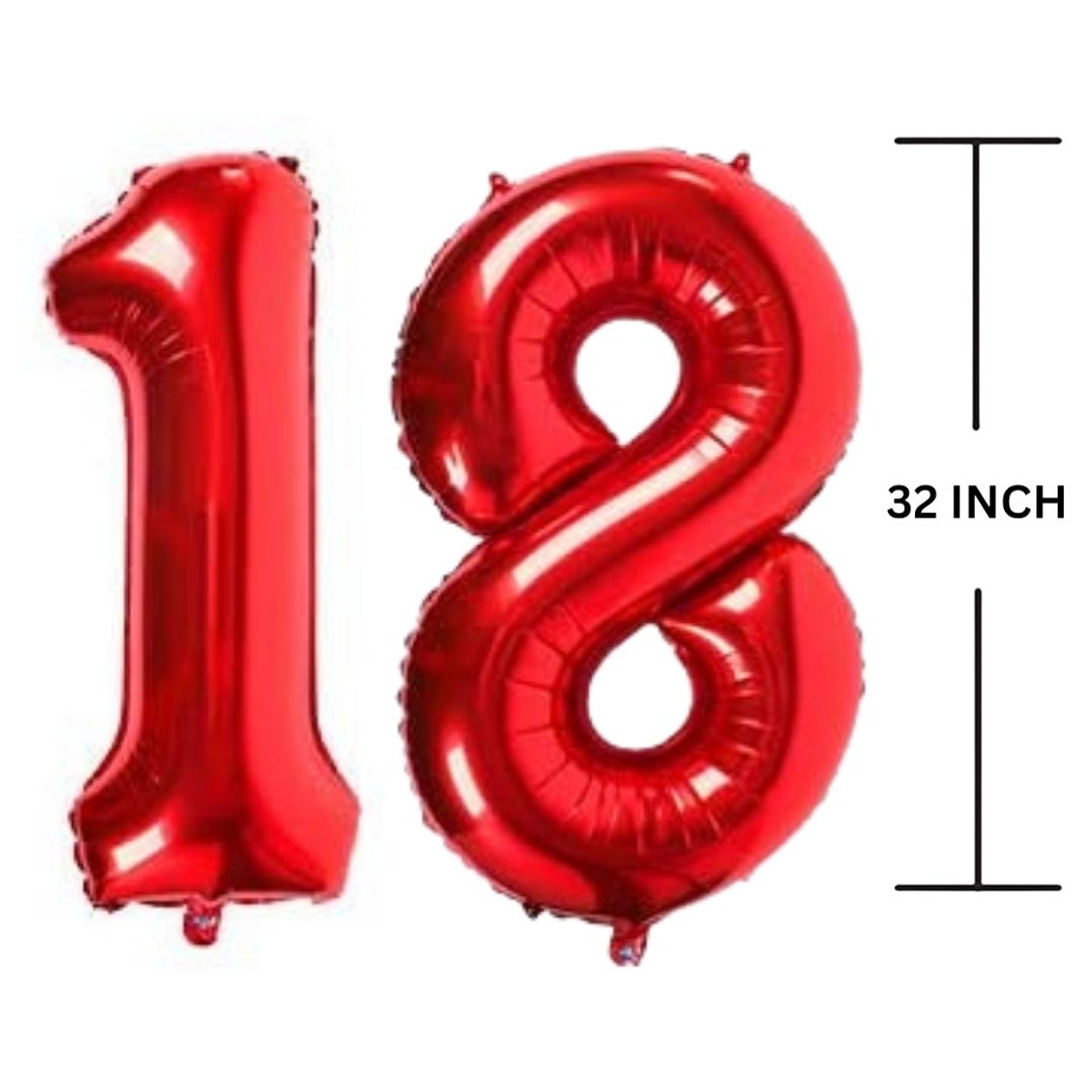 32 Inches RED Number Balloon Air or Helium Compactable Balloon for Party Decoration, Birthday, Anniversary