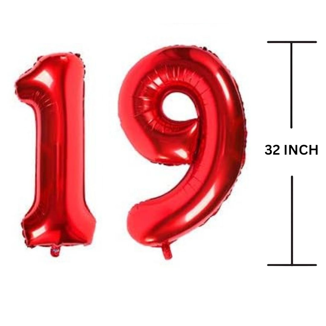 32 Inches RED Number Balloon Air or Helium Compactable Balloon for Party Decoration, Birthday, Anniversary