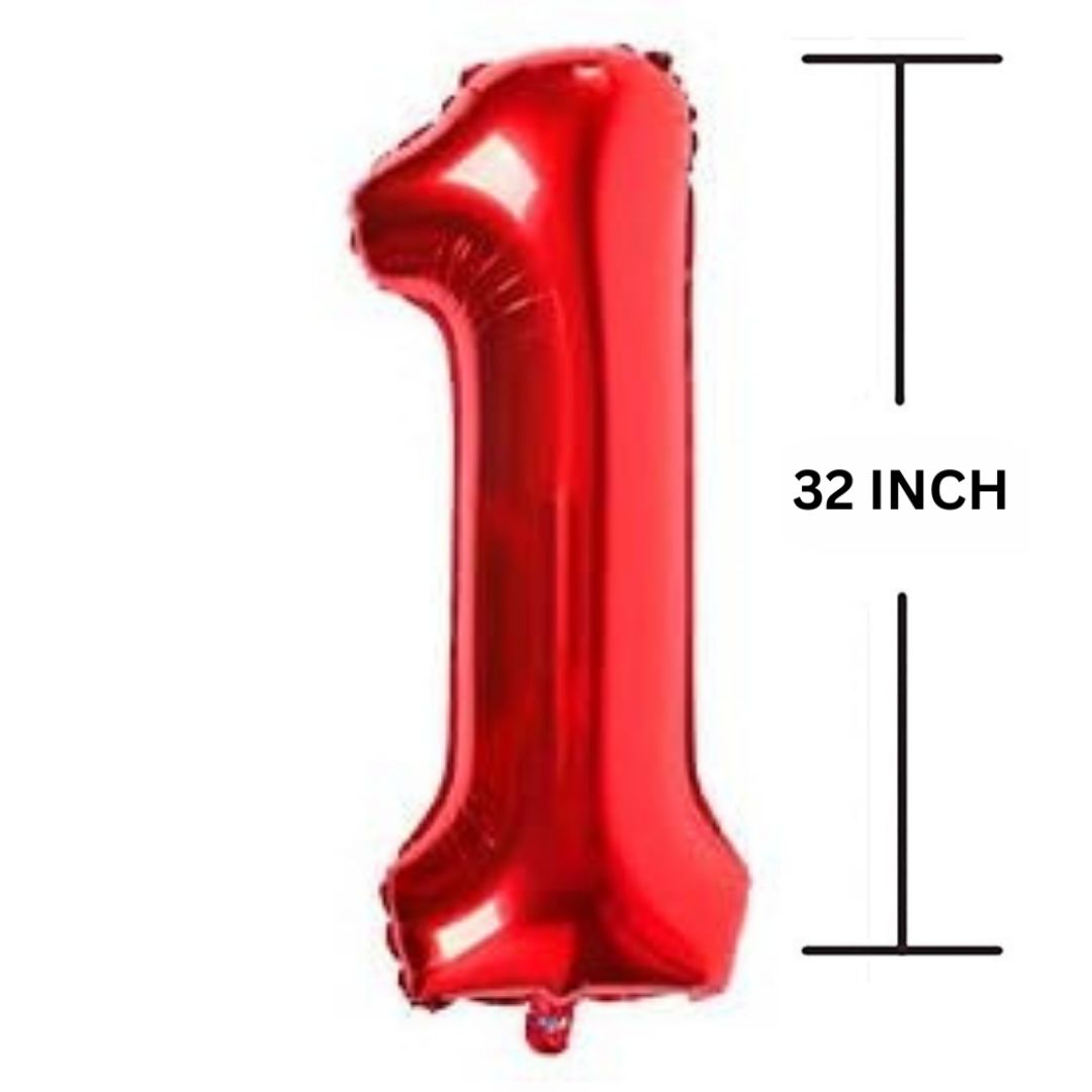 32 Inches RED Number Balloon Air or Helium Compactable Balloon for Party Decoration, Birthday, Anniversary