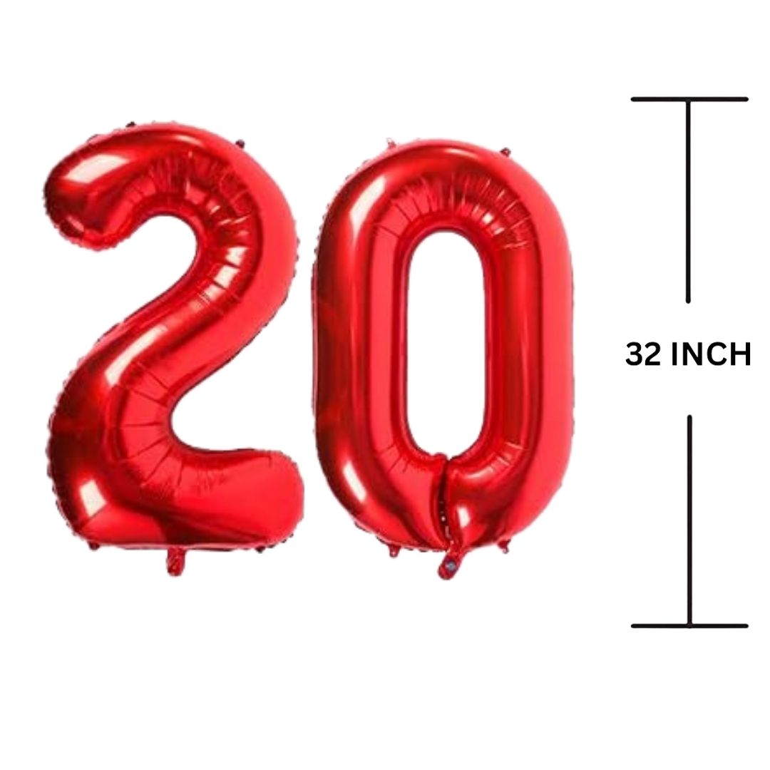 32 Inches RED Number Balloon Air or Helium Compactable Balloon for Party Decoration, Birthday, Anniversary