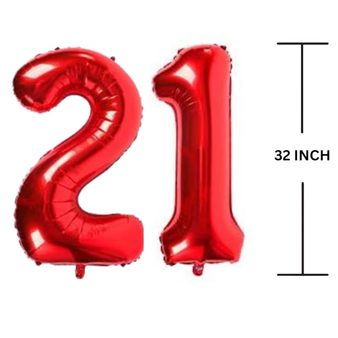 32 Inches RED Number Balloon Air or Helium Compactable Balloon for Party Decoration, Birthday, Anniversary